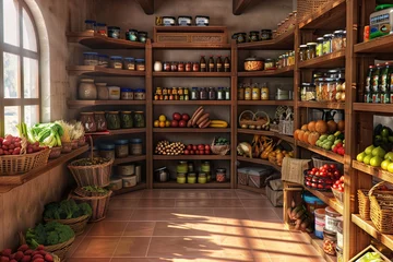 Fotobehang Aisle of Delights A Monthly Marketplace of Fresh Produce and Seasonal Goods Generative AI © Satyam