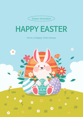 Vector easter illustration on spring background