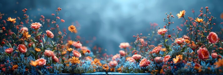 Garden Flowers Over Blue Wooden Table, HD, Background Wallpaper, Desktop Wallpaper