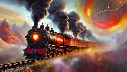 steam train in motion - obrazy, fototapety, plakaty