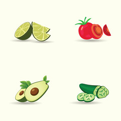 Mexican Food Illustration Vector Template, Salsa Drink With Vegetable Lime Spicy Element Menu. Mexican Delicious Food Template. Tomato Pepper Chili Tasty
