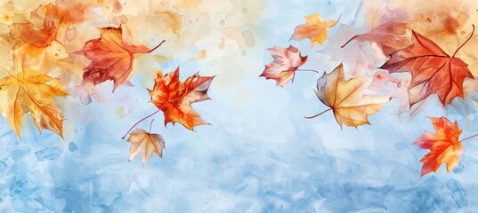 Autumn Leaves in the Sky A Colorful and Vibrant Painting of Fall Foliage Generative AI