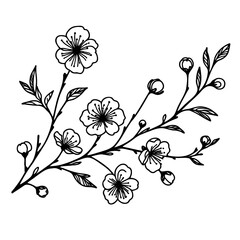 A black and white drawing flower with a stem