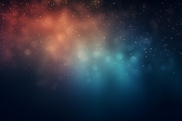 Dark Grainy Colorful Background with Blurred Abstract Gradient and Shiny Particles