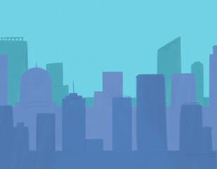 City skyline at sunset illustration