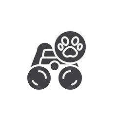 Binoculars and animal paw print vector icon