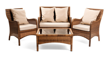 Modern Wicker Patio Chairs with Cushions Set