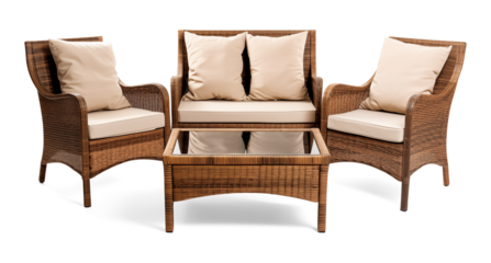 Modern Wicker Patio Chairs with Cushions Set