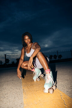 Portrait of skater woman