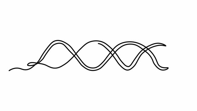 Self drawing animation with one continuous line draw, Abstract DNA molecule