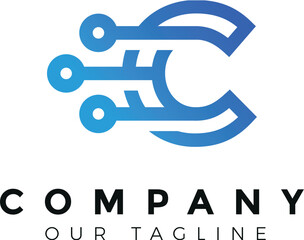 Abstract/elegant/geomatric logo design letter C with technology for company