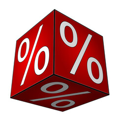 Cube with percent symbol - 3D illustration - 751220566