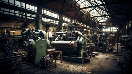 Fototapeta na wymiar Turning equipment machinery factory old