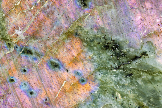 Detail Of A Natural Orange Labradorite  