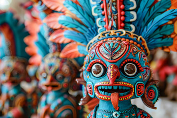 Fototapeta premium Close-up of colorful and intricately decorated Alebrije, representing the unique and fantastical creatures of Mexican folk art tradition.