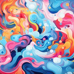 Fototapeta na wymiar whimsical paint swirls and dots background