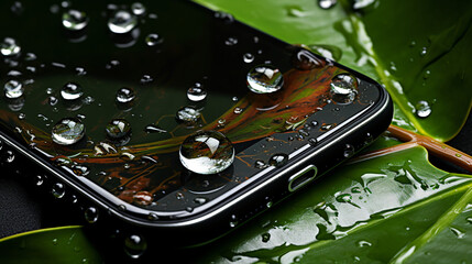 Water drops on Gadget and Leaf