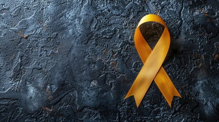 A minimalist composition featuring a single yellow ribbon symbolizing hepatitis awareness - Powered by Adobe