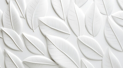 White geometric leaves 3d tiles texture Background