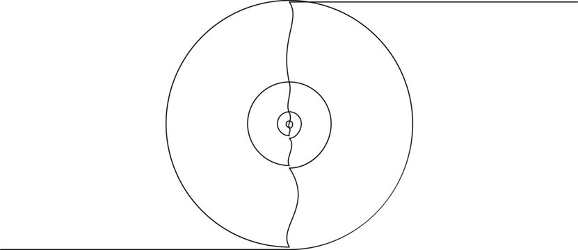 recommend clip art: Vinyl audio record continuous line drawing. Vintage LP disk drawn in one line art style. Vector illustration.