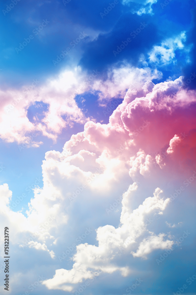 Wall mural multicolored sky background. high clouds in the summer sky. meteorological observations of the sky.