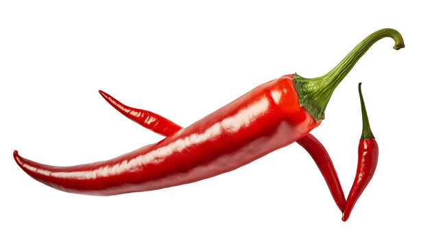 Red hot chili pepper isolated on transparent background.