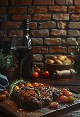 Steak and Wine Night A Delicious Dinner Experience Generative AI
