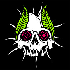 vector illustration artwork of skull head with greek crown
