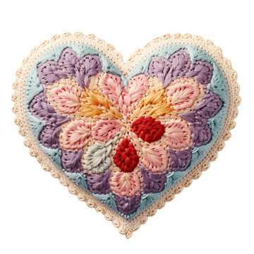 Transparent beautiful crochet pastel heart clipart