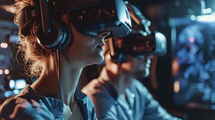 Fototapeta na wymiar side-by-side in virtuality: a shared journey through VR