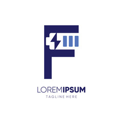 Letter F Battery Logo Design Vector Icon Graphic Emblem Illustration