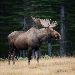 Naklejka na ściany i meble Moose in its Natural Habitat, Wildlife Photography