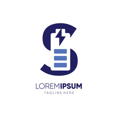 Letter S Battery Logo Design Vector Icon Graphic Emblem Illustration