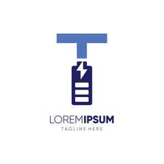 Letter T Battery Logo Design Vector Icon Graphic Emblem Illustration