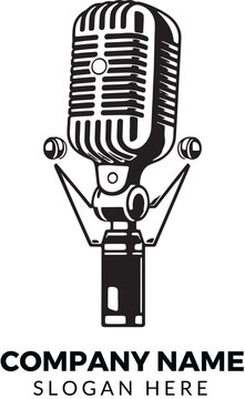 logo of retro microphone vector illustration