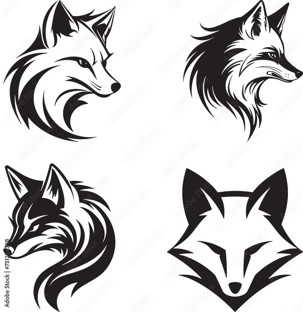 Wall mural a set of fox head animal vector