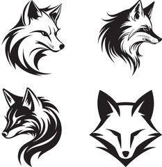 Obraz premium A set of fox head animal vector 