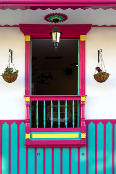 Traditional Colombian window full of colors