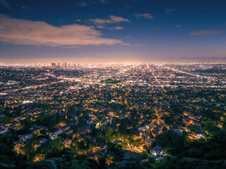 City of Los Angeles cityscape at night. - 751229932