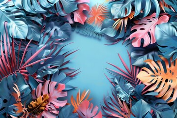 Fototapeta na wymiar Hand-drawn vintage 3D illustration of exotic foliage, perfect for creating a luxurious tropical ambiance