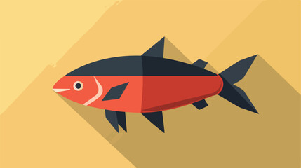 Flat modern design with shadow Icon fish