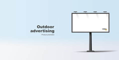 Render Style outdoor highway billboard for advertising OOH poster print, large canvas with lights