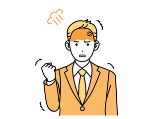 怒ってキレる会社員の男性、ビジネスマン
