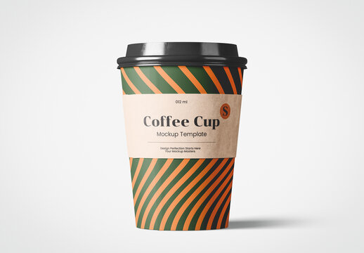 Paper Coffee Cup Mockup with Black Cap