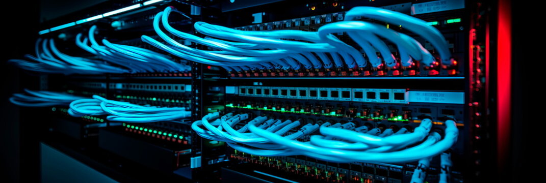 panels where cables are connected for network connectivity. Generative AI