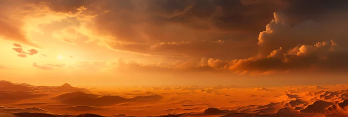 Keuken spatwand met foto distant desert with sandstorms and oases. Generative AI © Лилия Захарчук
