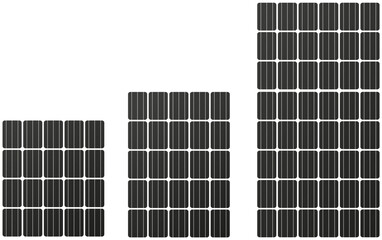 3d render solar panel texture set, 3 different, black,  vector