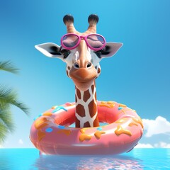 giraffe on the beach