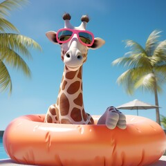 giraffe on the beach