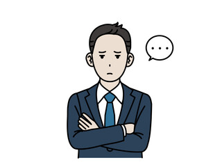 ジト目で疑う会社員の男性、ビジネスマン